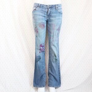 y2k graphic flare jeans rhinestone denim mcbling scene girl jeans
